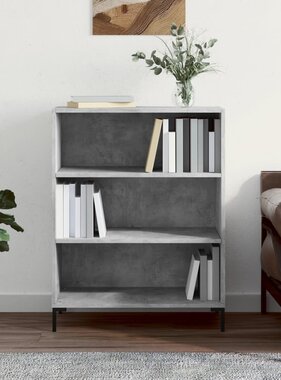 VidaXL Boekenkast 69,5x32,5x90 cm bewerkt hout betongrijs