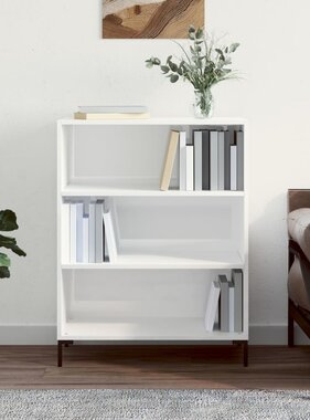 VidaXL Boekenkast 69,5x32,5x90 cm bewerkt hout hoogglans wit
