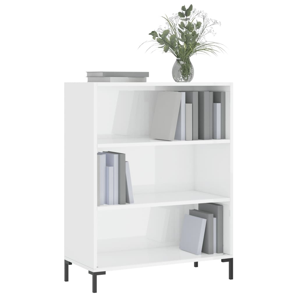 VidaXL Boekenkast 69,5x32,5x90 cm bewerkt hout hoogglans wit