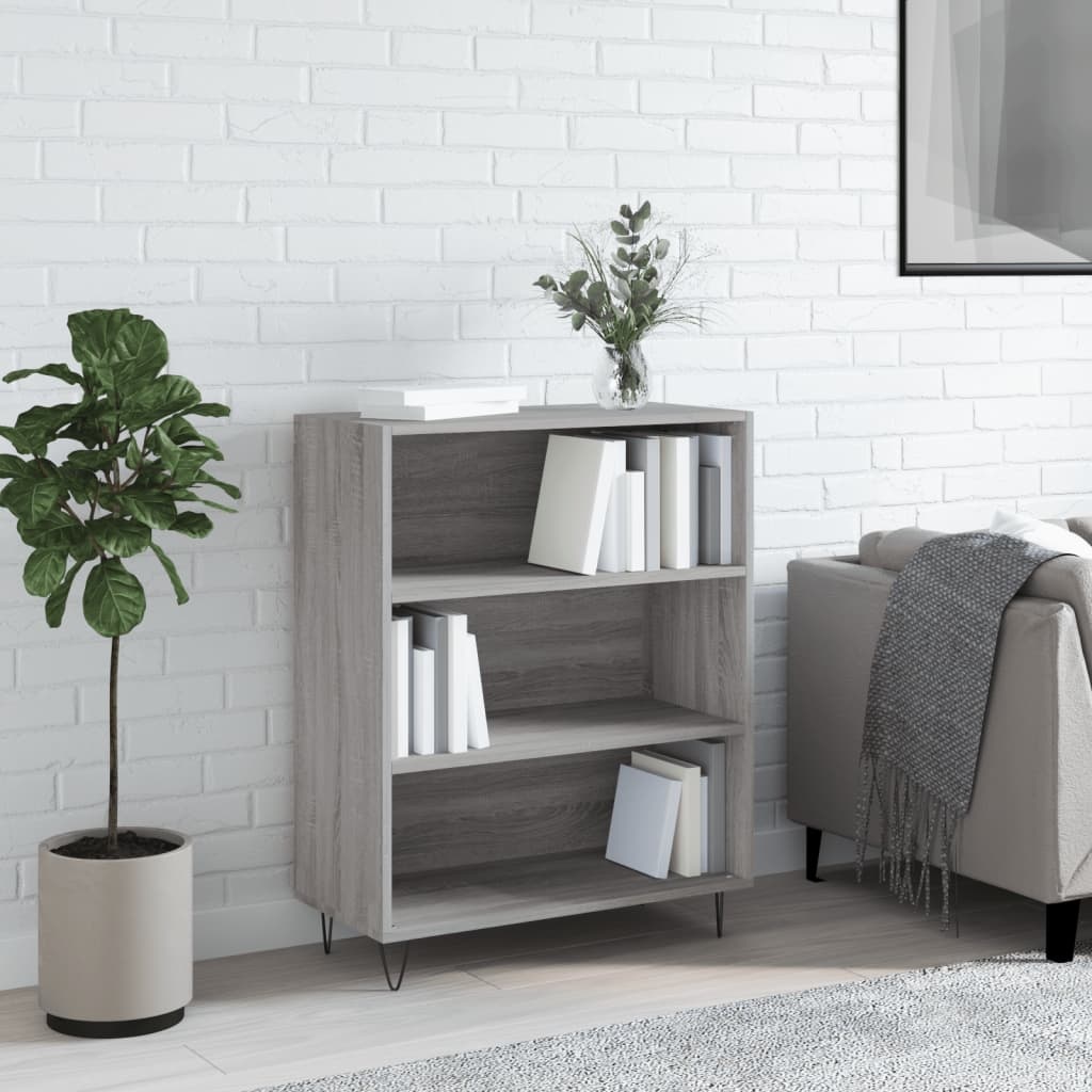 VidaXL Boekenkast 69,5x32,5x90 cm bewerkt hout grijs sonoma eikenkleur