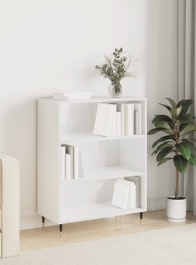 VidaXL Boekenkast 69,5x32,5x90 cm bewerkt hout hoogglans wit