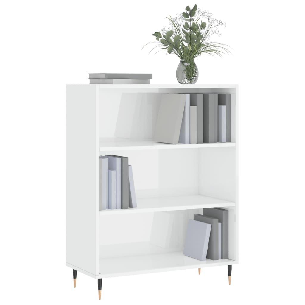 VidaXL Boekenkast 69,5x32,5x90 cm bewerkt hout hoogglans wit