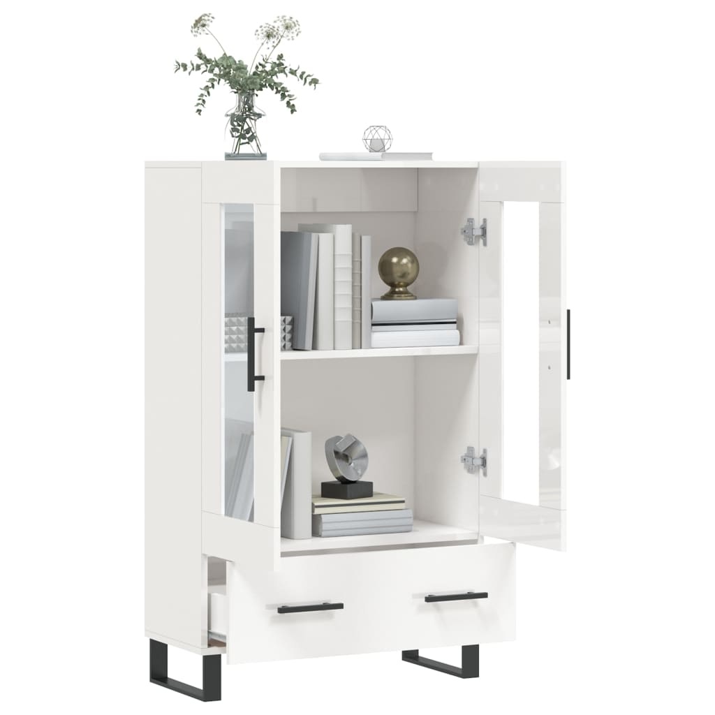 VidaXL Hoge kast 69,5x31x115 cm bewerkt hout hoogglans wit
