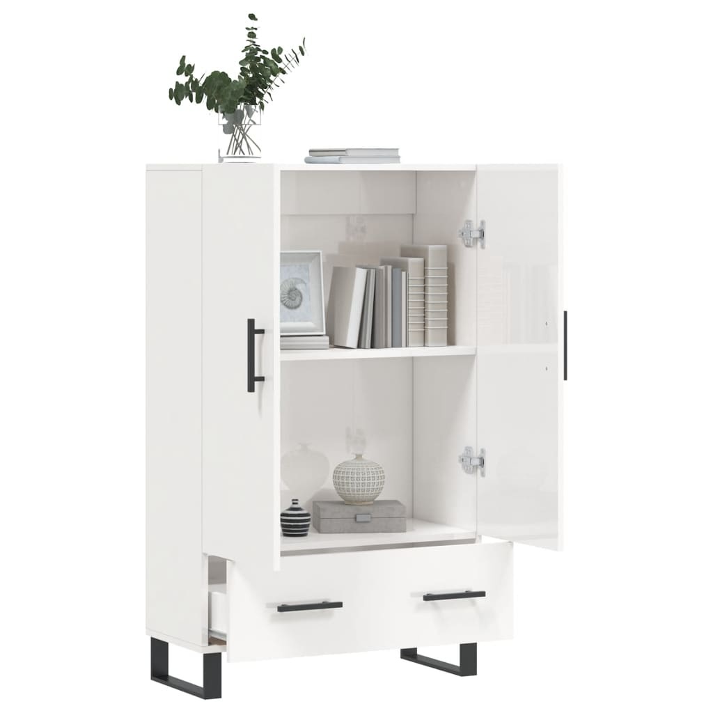 VidaXL Hoge kast 69,5x31x115 cm bewerkt hout hoogglans wit