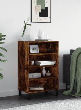 Hoge kast 57x35x90 cm bewerkt hout gerookt eikenkleurig