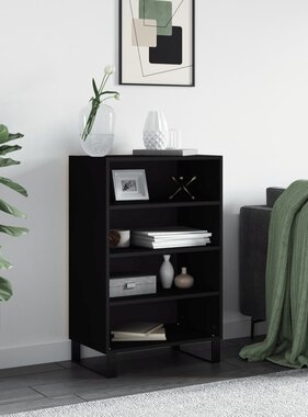Hoge kast 57x35x90 cm bewerkt hout zwart