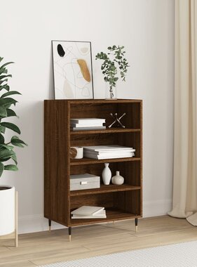 Hoge kast 57x35x90 cm bewerkt hout bruineikenkleurig
