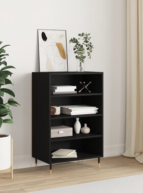 Hoge kast 57x35x90 cm bewerkt hout zwart