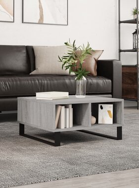Salontafel 60x60x30 cm bewerkt hout grijs sonoma eikenkleurig