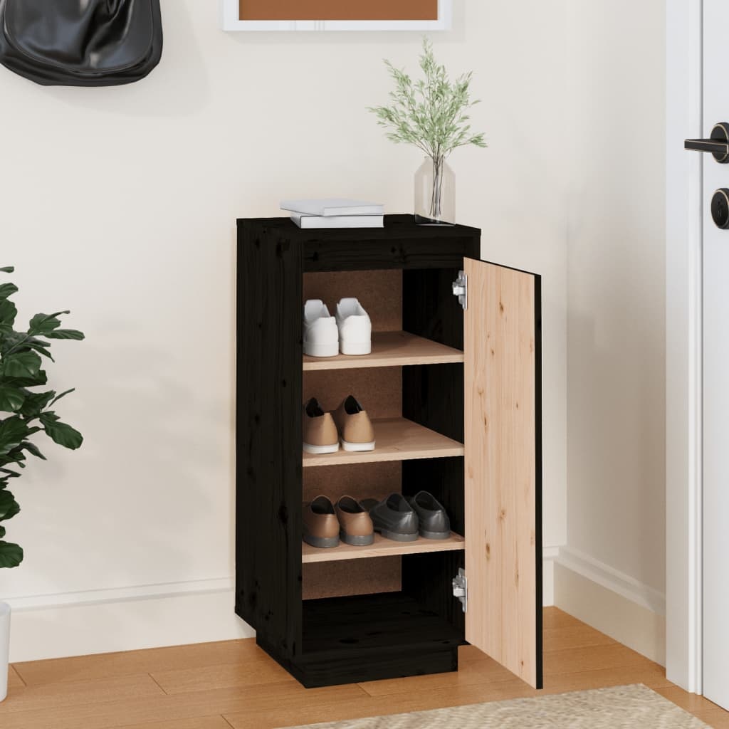 VidaXL Schoenenkast 35x35x80 cm massief grenenhout zwart