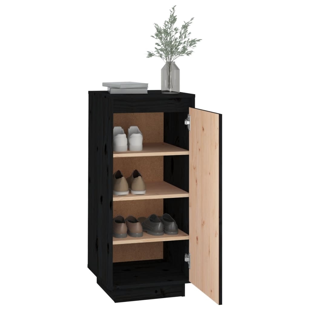 VidaXL Schoenenkast 35x35x80 cm massief grenenhout zwart