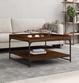 VidaXL Salontafel 80x80x45 cm bewerkt hout en ijzer bruineikenkleurig