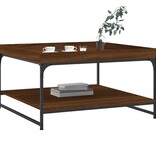 VidaXL Salontafel 80x80x45 cm bewerkt hout en ijzer bruineikenkleurig