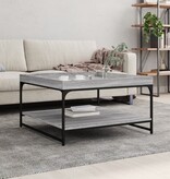 VidaXL Salontafel 80x80x45 cm bewerkt hout en ijzer grijs sonoma eiken