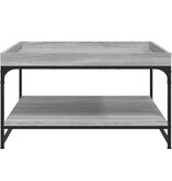 VidaXL Salontafel 80x80x45 cm bewerkt hout en ijzer grijs sonoma eiken