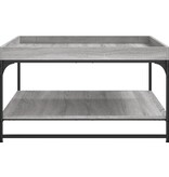 VidaXL Salontafel 80x80x45 cm bewerkt hout en ijzer grijs sonoma eiken
