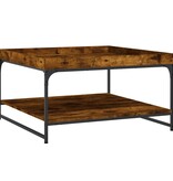 VidaXL Salontafel 80x80x45 cm bewerkt hout en ijzer gerookt eikenkleur