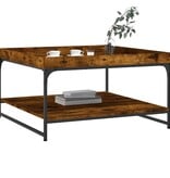 VidaXL Salontafel 80x80x45 cm bewerkt hout en ijzer gerookt eikenkleur