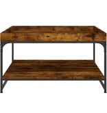VidaXL Salontafel 80x80x45 cm bewerkt hout en ijzer gerookt eikenkleur