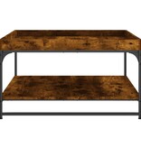 VidaXL Salontafel 80x80x45 cm bewerkt hout en ijzer gerookt eikenkleur