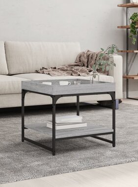 VidaXL Salontafel 49,5x49,5x45 cm bewerkt hout grijs sonoma eikenkleur