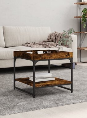 VidaXL Salontafel 49,5x49,5x45 cm bewerkt hout gerookt eikenkleurig