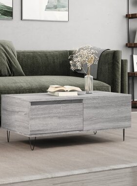 VidaXL Salontafel 90x50x36,5 cm bewerkt hout grijs sonoma