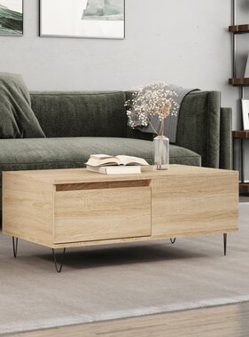 VidaXL Salontafel 90x50x36,5 cm bewerkt hout sonoma eikenkleurig
