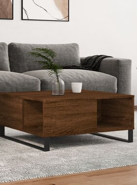 VidaXL Salontafel 80x80x36,5 cm bewerkt hout bruineikenkleurig