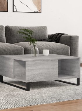 VidaXL Salontafel 80x80x36,5 cm bewerkt hout grijs sonoma eikenkleurig