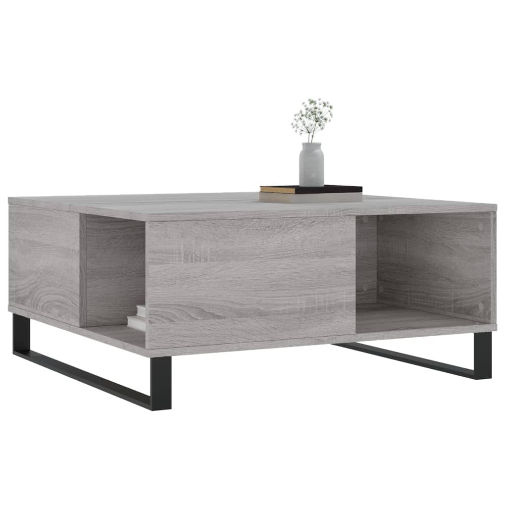 VidaXL Salontafel 80x80x36,5 cm bewerkt hout grijs sonoma eikenkleurig