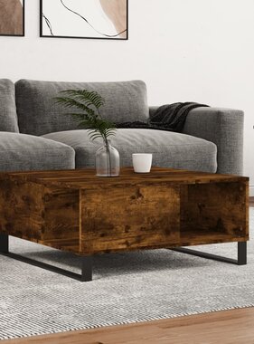 VidaXL Salontafel 80x80x36,5 cm bewerkt hout gerookt eikenkleurig