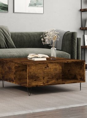 VidaXL Salontafel 80x80x36,5 cm bewerkt hout gerookt eikenkleurig