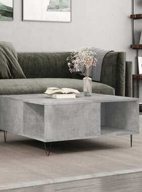 VidaXL Salontafel 80x80x36,5 cm bewerkt hout betongrijs