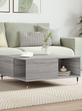 VidaXL Salontafel 80x80x36,5 cm bewerkt hout grijs sonoma eikenkleurig