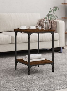 VidaXL Salontafel 40x40x55 cm bewerkt hout bruineikenkleurig