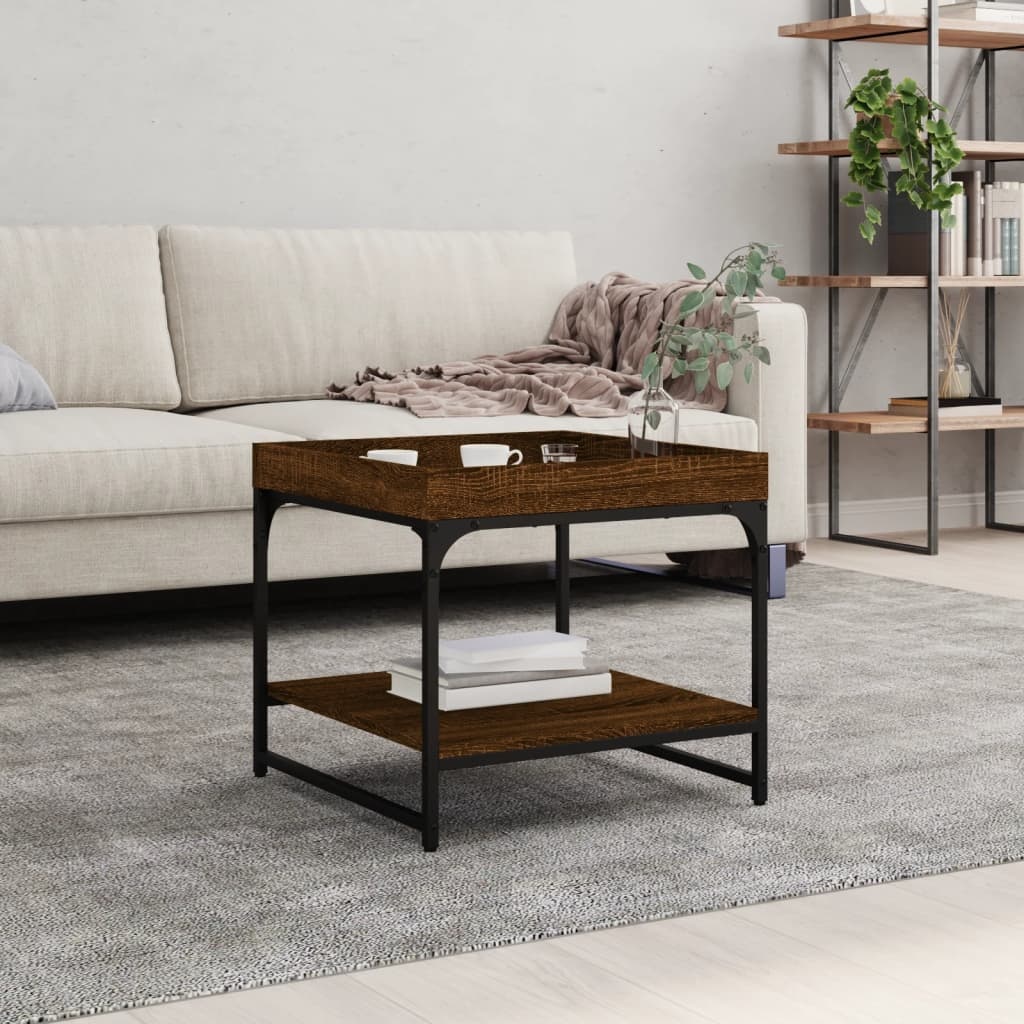 VidaXL Salontafel 49,5x49,5x45 cm bewerkt hout bruineikenkleurig