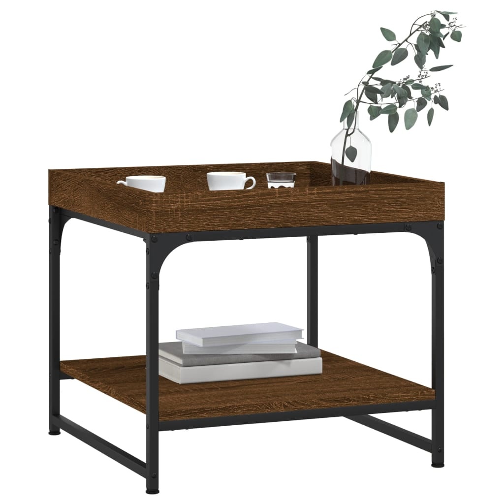 VidaXL Salontafel 49,5x49,5x45 cm bewerkt hout bruineikenkleurig