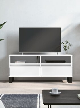 VidaXL Tv-meubel 100x34,5x44,5 cm bewerkt hout hoogglans wit