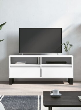 VidaXL Tv-meubel 100x34,5x44,5 cm bewerkt hout wit