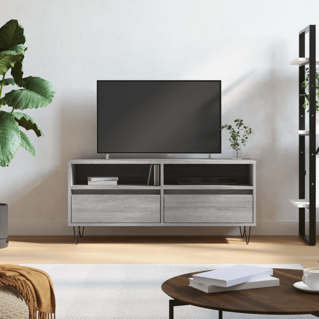VidaXL Tv-meubel 100x34,5x44,5 cm bewerkt hout grijs sonoma eikenkleur
