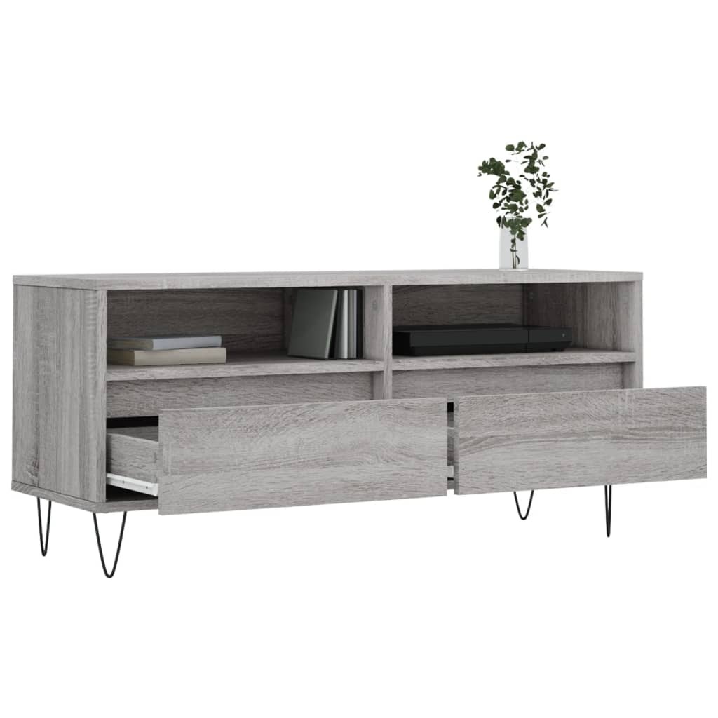 vidaXL Tv-meubel 100x34,5x44,5 cm bewerkt hout grijs sonoma eikenkleur