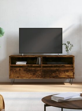 VidaXL Tv-meubel 100x34,5x44,5 cm bewerkt hout gerookt eikenkleurig