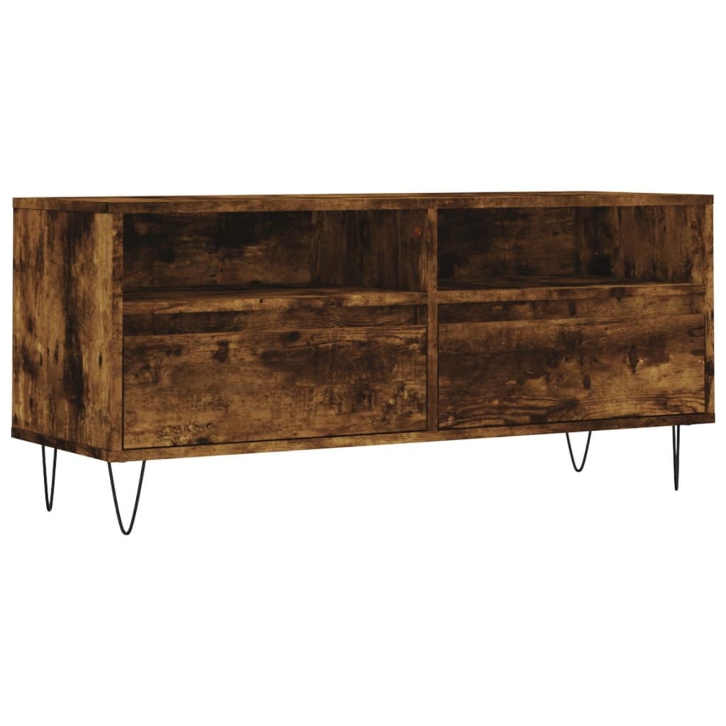 vidaXL Tv-meubel 100x34,5x44,5 cm bewerkt hout gerookt eikenkleurig