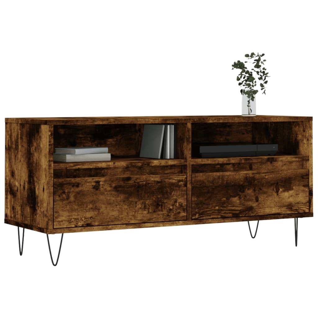 VidaXL Tv-meubel 100x34,5x44,5 cm bewerkt hout gerookt eikenkleurig