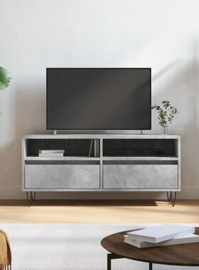 VidaXL Tv-meubel 100x34,5x44,5 cm bewerkt hout betongrijs