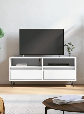 VidaXL Tv-meubel 100x34,5x44,5 cm bewerkt hout wit