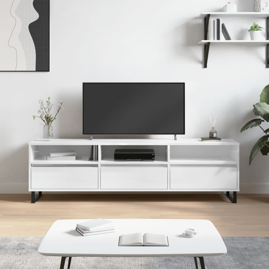VidaXL Tv-meubel 150x30x44,5 cm bewerkt hout hoogglans wit
