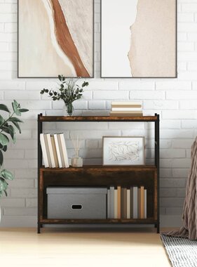 VidaXL Boekenrek 80x30x78,5 cm bewerkt hout en ijzer gerookt eiken