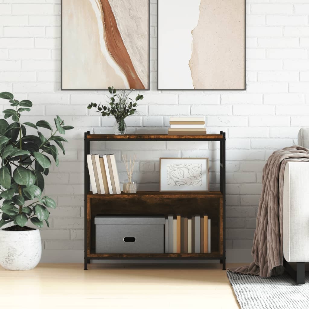 VidaXL Boekenrek 80x30x78,5 cm bewerkt hout en ijzer gerookt eiken